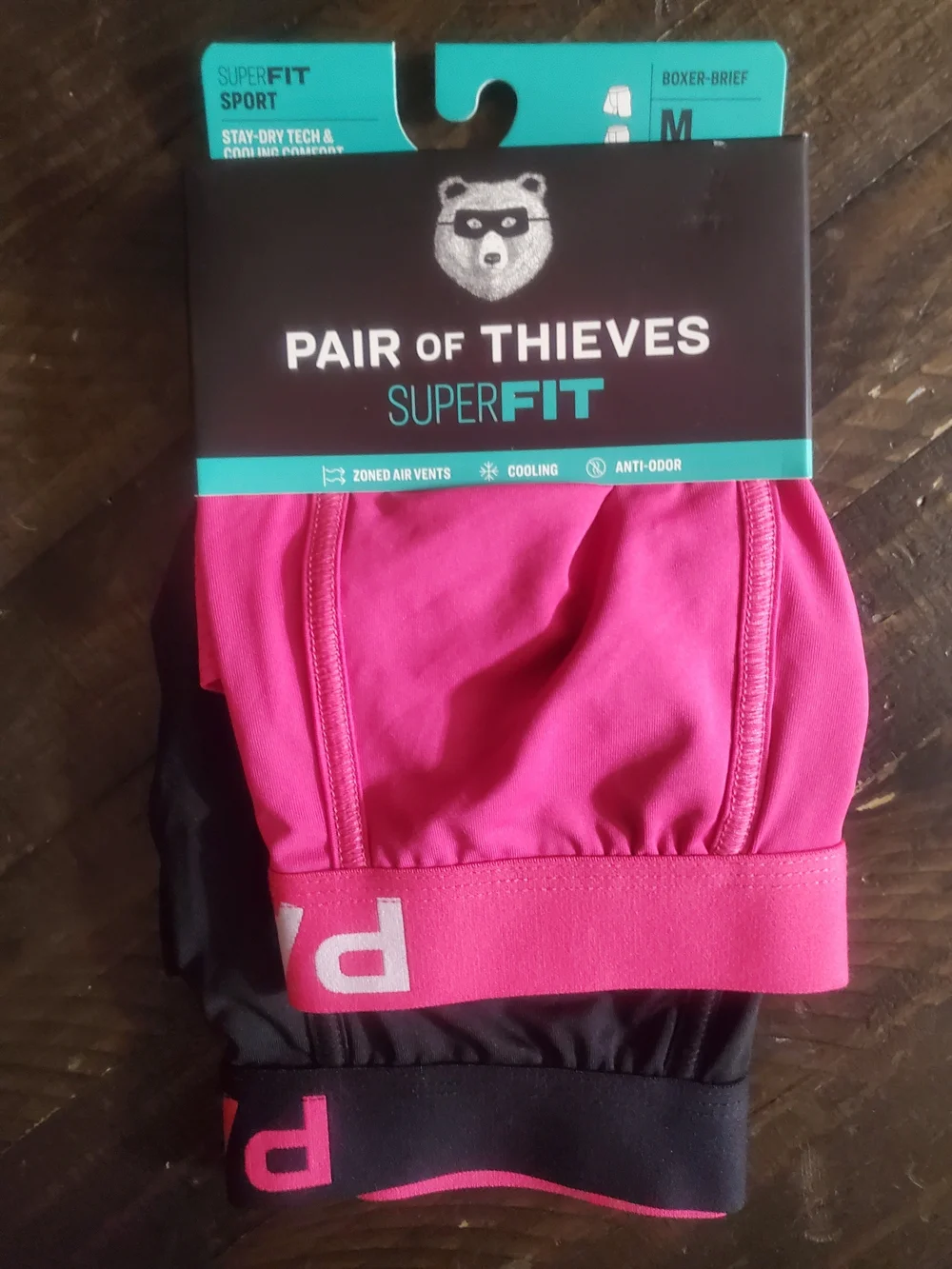 Pair of Thiefs Men's 2-Pack Boxer Briefs - Pink & Black